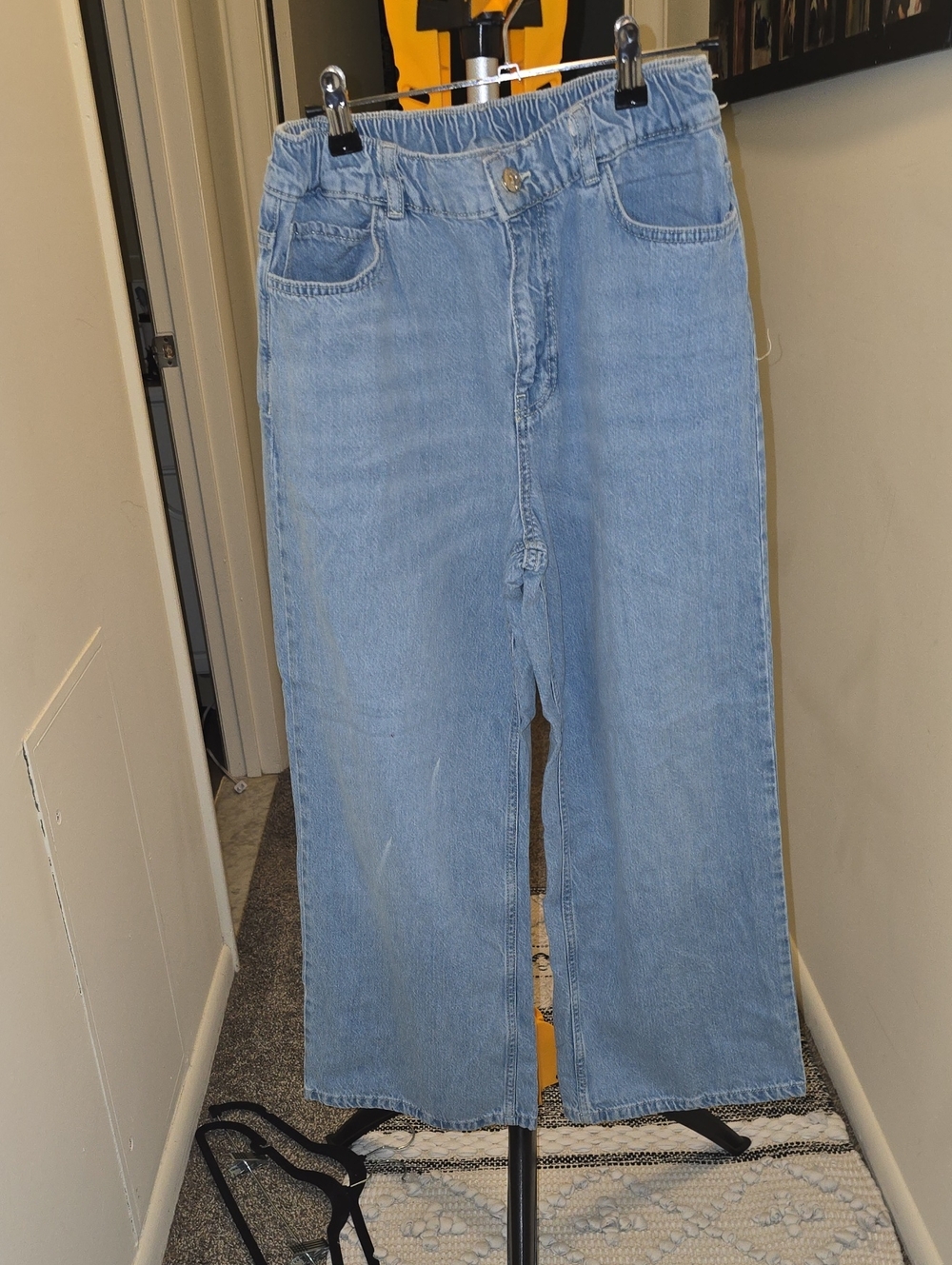 Light Blue High-Rise Wide-Leg Women's Cropped Jeans